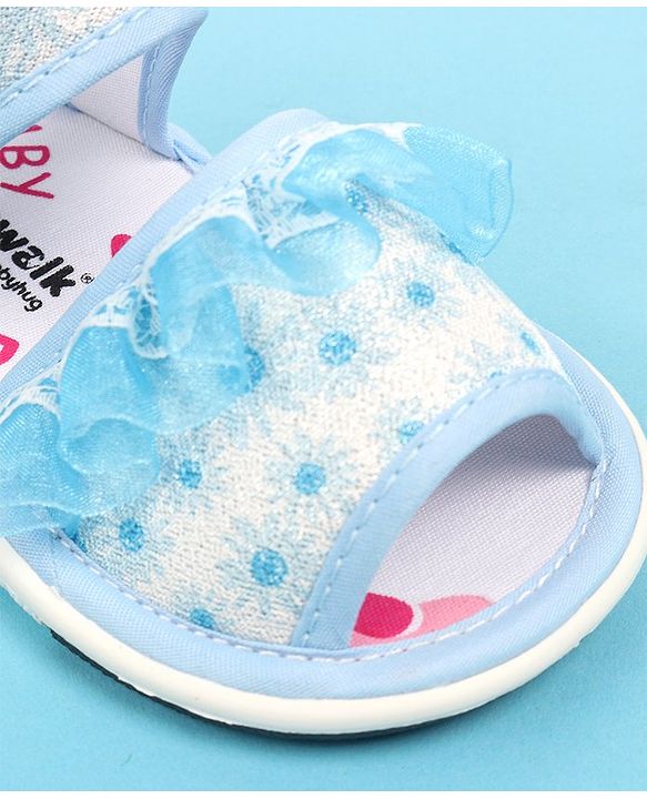 Cute Walk by Babyhug Velcro Closure  Sandal With Polka Dot Print & Frill Detailing - Purple