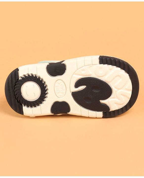Cute Walk by Babyhug Velcro Closure Casual Shoes With Polka Dot Print & Flower Applique - Green
