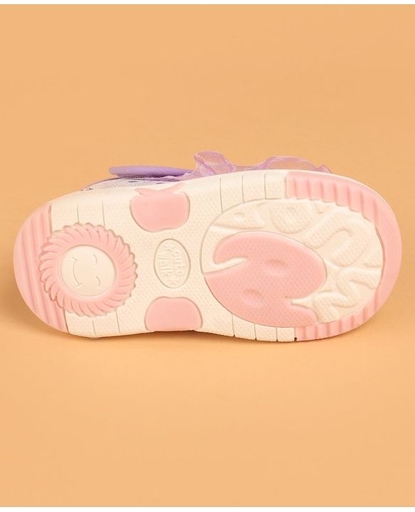 Cute Walk by Babyhug Velcro Closure Casual Shoes With Polka Dot Print & Lace Detailing - Purple