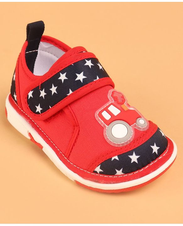 Cute Walk by Babyhug Velcro Closure Casual Shoes with Car Design - Red