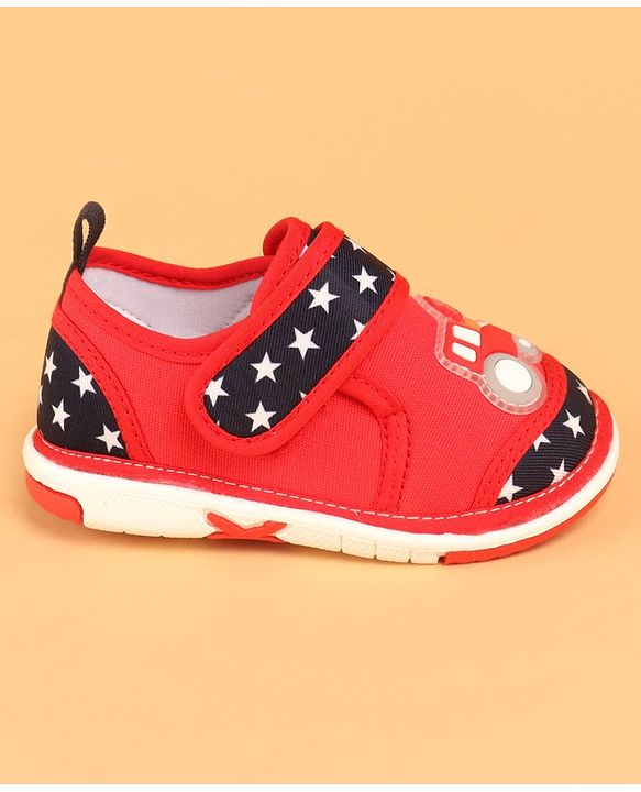 Cute Walk by Babyhug Velcro Closure Casual Shoes with Car Design - Red