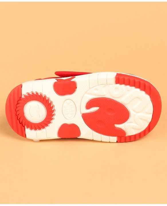 Cute Walk by Babyhug Velcro Closure Casual Shoes with Car Design - Red