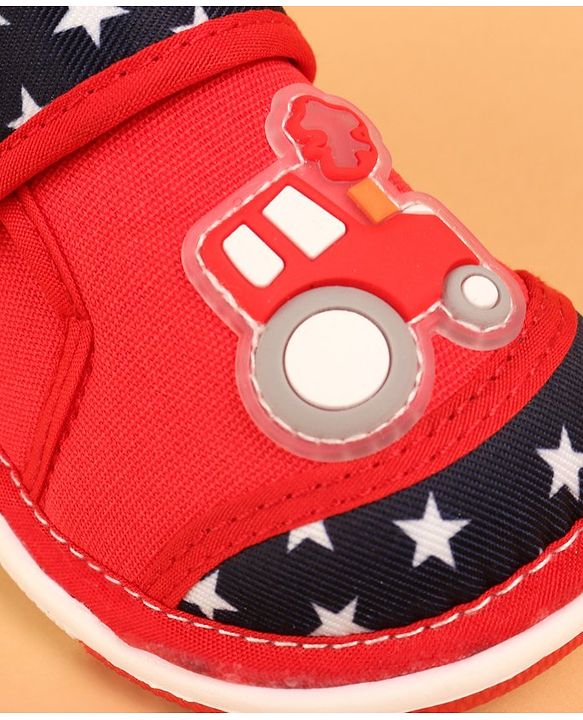 Cute Walk by Babyhug Velcro Closure Casual Shoes with Car Design - Red