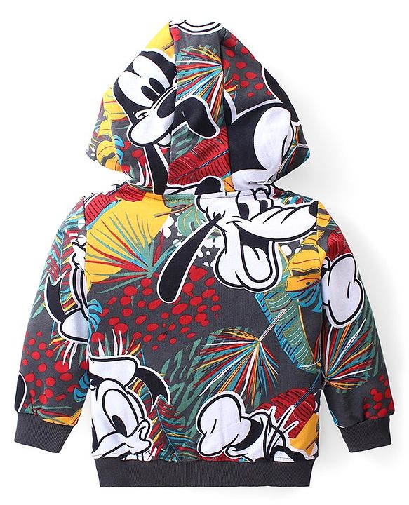 Babyhug Disney Full Sleeves Front Open Sweatjacket with Mickey Mouse & Friends Graphics - Grey