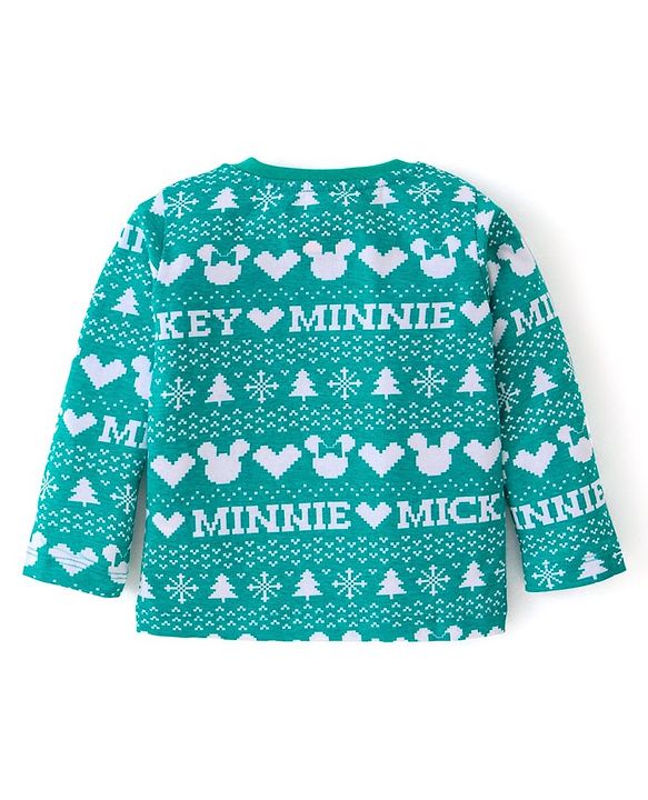 Babyhug Disney Single Jersey Knit Full Sleeves Night Suit With Mickey Mouse Graphics - Green