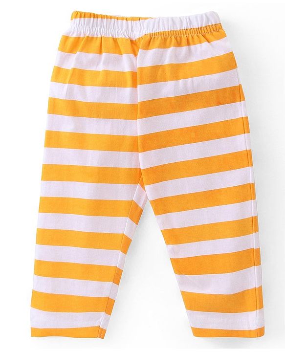 Babyhug Disney Cotton Single Jersey Knit Full Sleeves Night Suit Mickey Mouse Print- Yellow