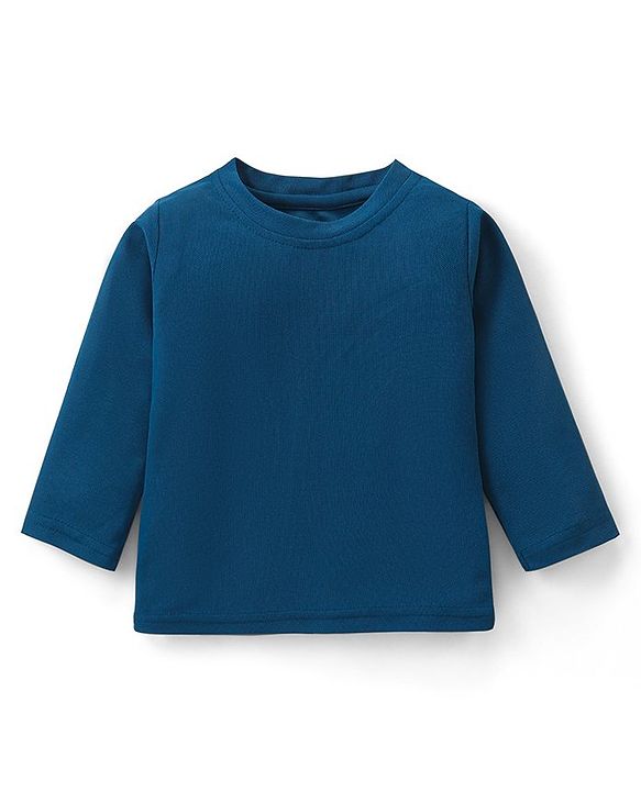 Babyhug Woven Full Sleeves Solid T-Shirt & Trouser Set with Waistcoat -Blue