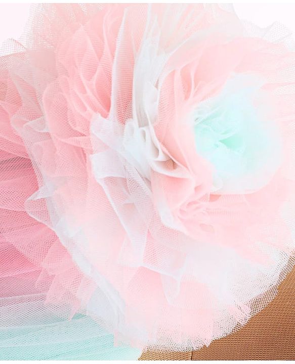 Babyhug  Woven Sleeveless Fit & Flared Party Frock with Self Floral Corsage  & Pearl  Detailing - Pink & Blue