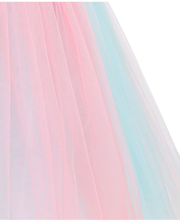 Babyhug  Woven Sleeveless Fit & Flared Party Frock with Self Floral Corsage  & Pearl  Detailing - Pink & Blue