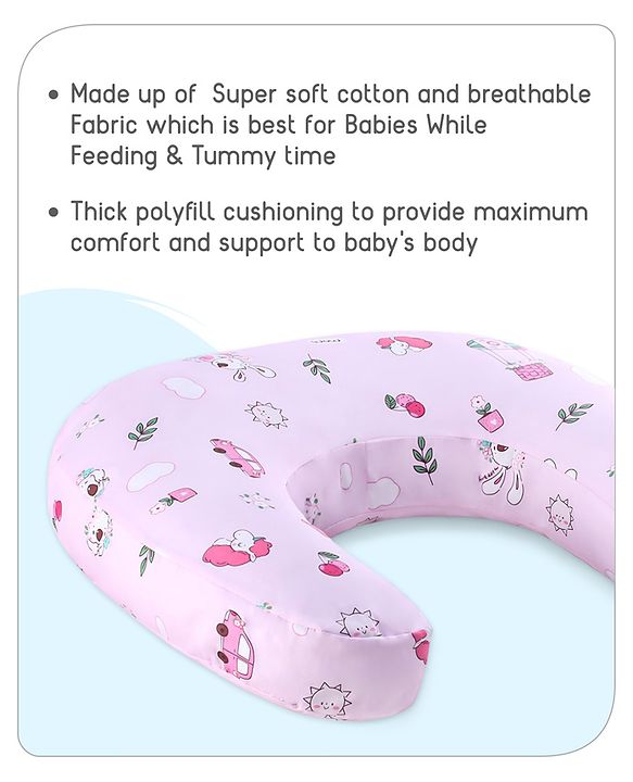 Babyhug Feeding Pillow Bunny Print - Pink | Fits upto waist size 36 inches
