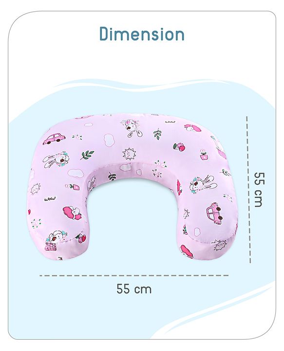 Babyhug Feeding Pillow Bunny Print - Pink | Fits upto waist size 36 inches