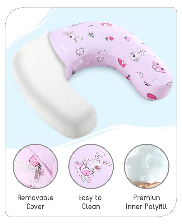 Babyhug Feeding Pillow Bunny Print - Pink | Fits upto waist size 36 inches