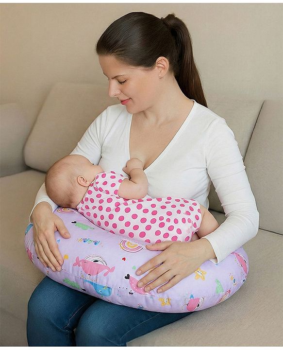 Babyhug Feeding Pillow Bunny Print - Pink | Fits upto waist size 36 inches