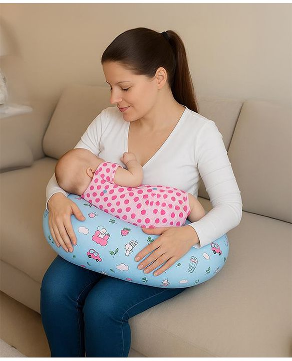 Babyhug Feeding Pillow Bunny Print - Pink | Fits upto waist size 36 inches