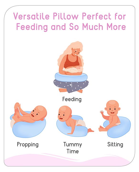 Babyhug Feeding Pillow Bunny Print - Pink | Fits upto waist size 36 inches