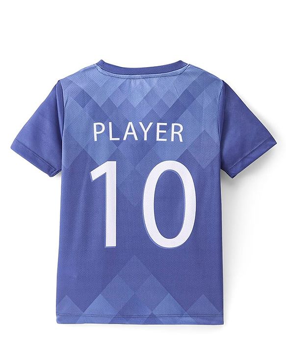 Pine Active Knitted Half Sleeves T-shirt With Football Logo - Blue