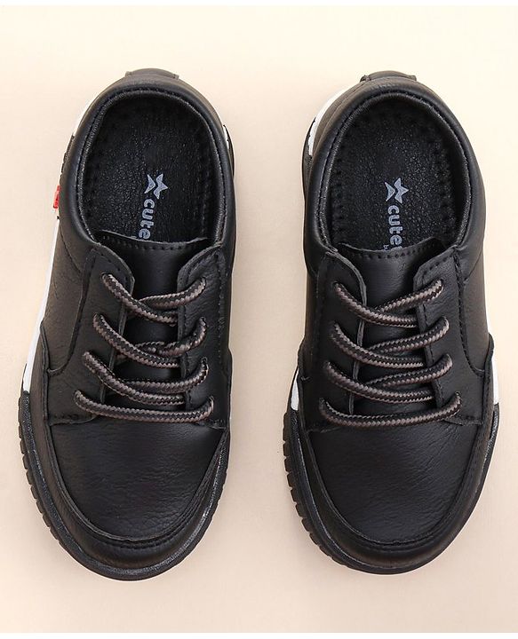 Cute Walk by Babyhug Lace Ups Formal Shoes - Black