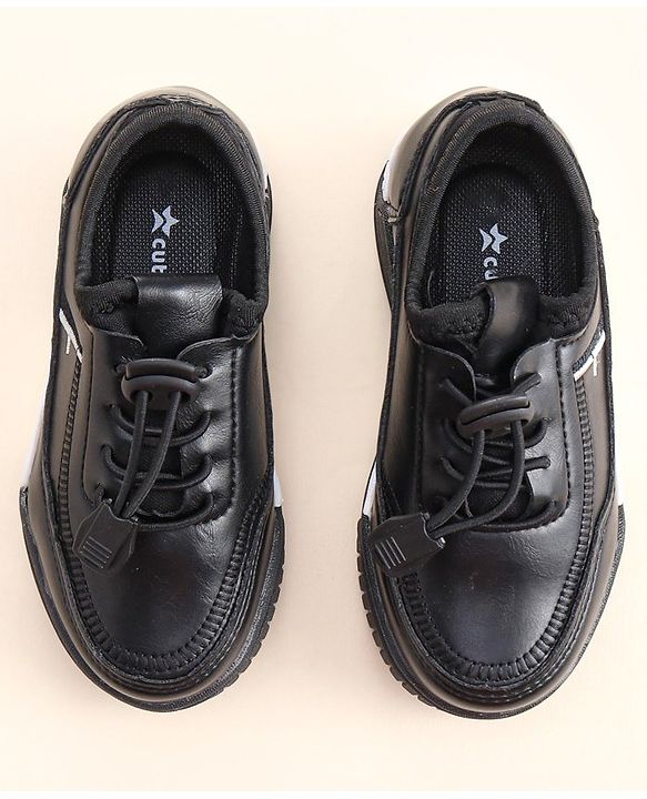 Cute Walk by Babyhug Lace Up Formal Shoes - Black