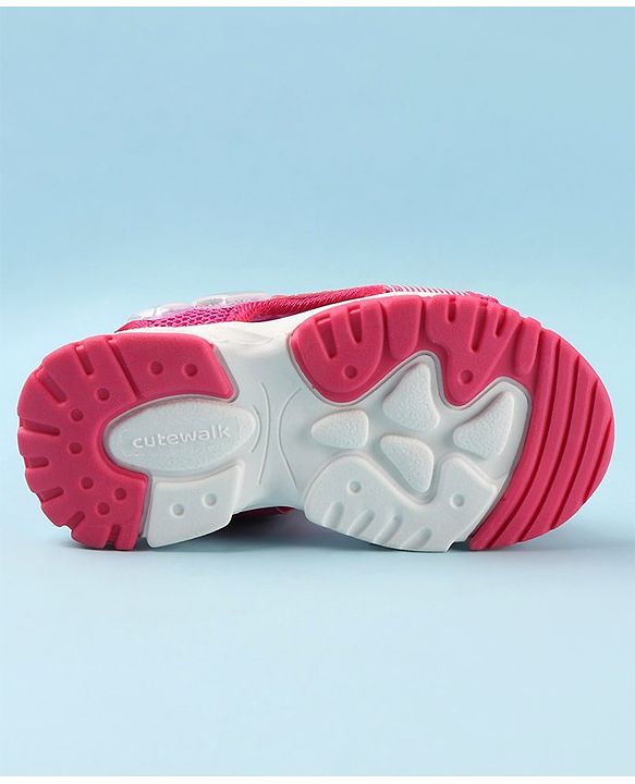 Cute Walk by Babyhug Casual Sandals with Velcro Closure & Heart Applique - Fuschia