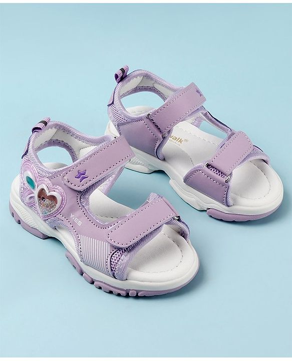 Cute Walk by Babyhug Casual Sandals with Velcro Closure & Heart Applique - Fuschia