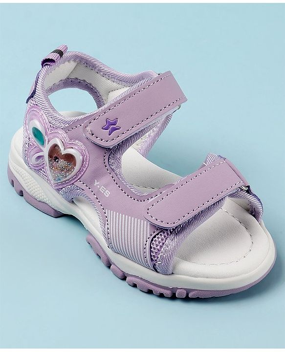 Cute Walk by Babyhug Casual Sandals with Velcro Closure & Heart Applique - Fuschia