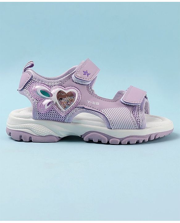 Cute Walk by Babyhug Casual Sandals with Velcro Closure & Heart Applique - Fuschia