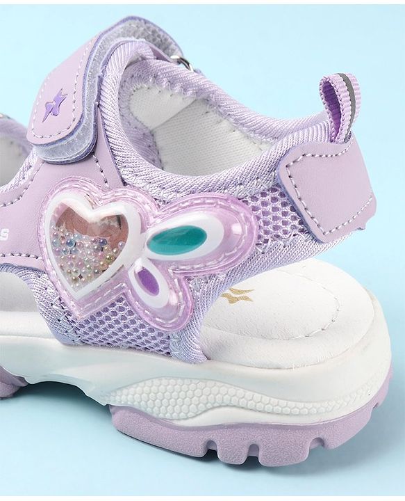 Cute Walk by Babyhug Casual Sandals with Velcro Closure & Heart Applique - Fuschia