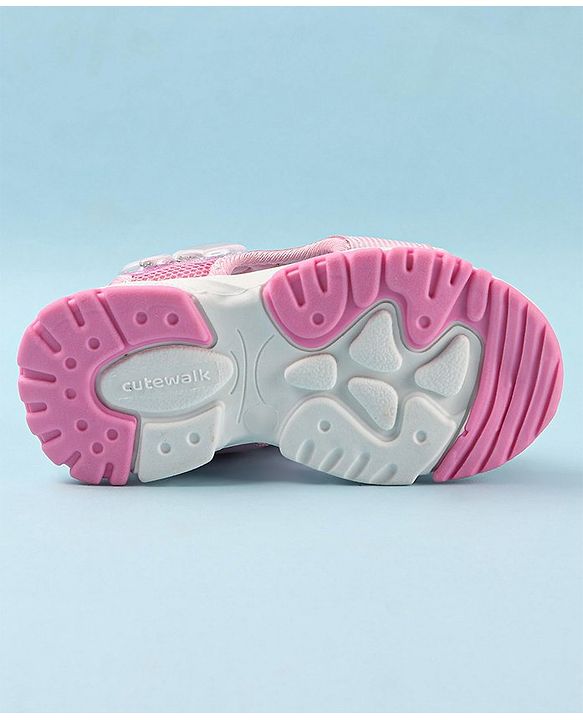Cute Walk by Babyhug Casual Sandals with Velcro Closure & Heart Applique - Pink