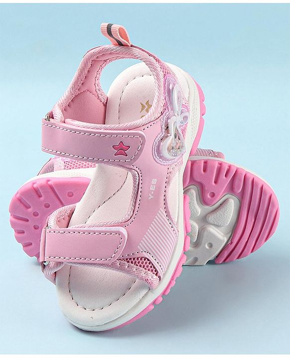 Cute Walk by Babyhug Casual Sandals with Velcro Closure & Heart Applique - Fuschia
