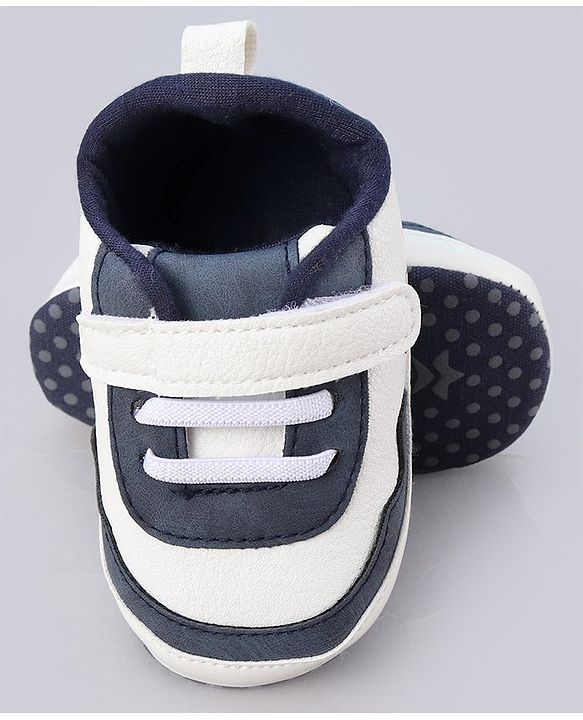 Cute Walk by Babyhug Booties With Velcro Closure & Dino Print - Blue & White