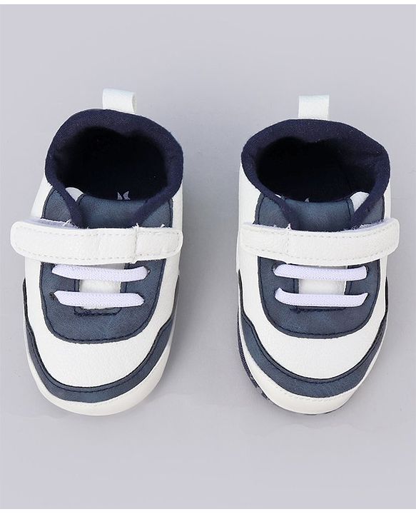 Cute Walk by Babyhug Booties With Velcro Closure & Dino Print - Blue & White