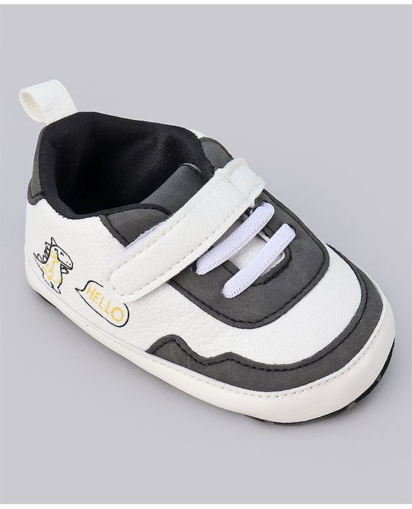 Cute Walk by Babyhug Booties With Velcro Closure & Dino Print - Blue & White