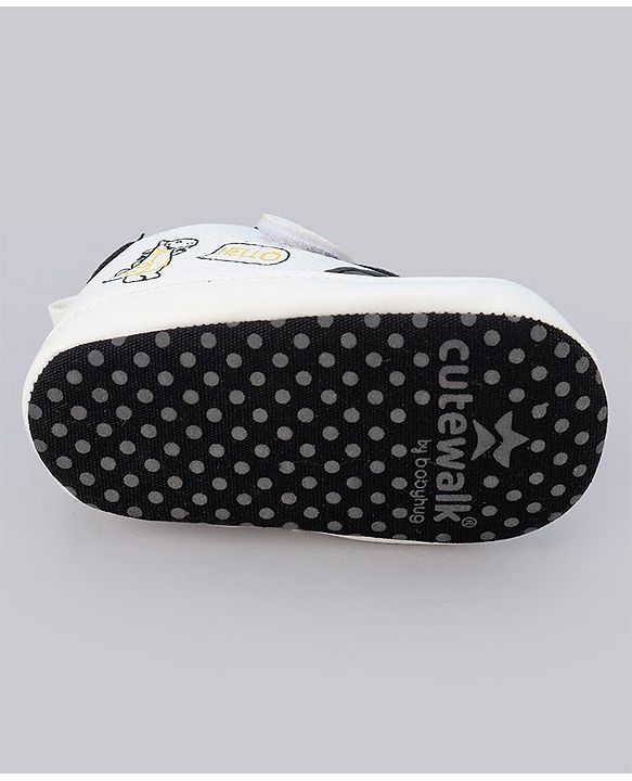 Cute Walk by Babyhug Booties With Velcro Closure & Dino Print - Blue & White