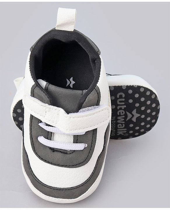 Cute Walk by Babyhug Booties With Velcro Closure & Dino Print - Blue & White