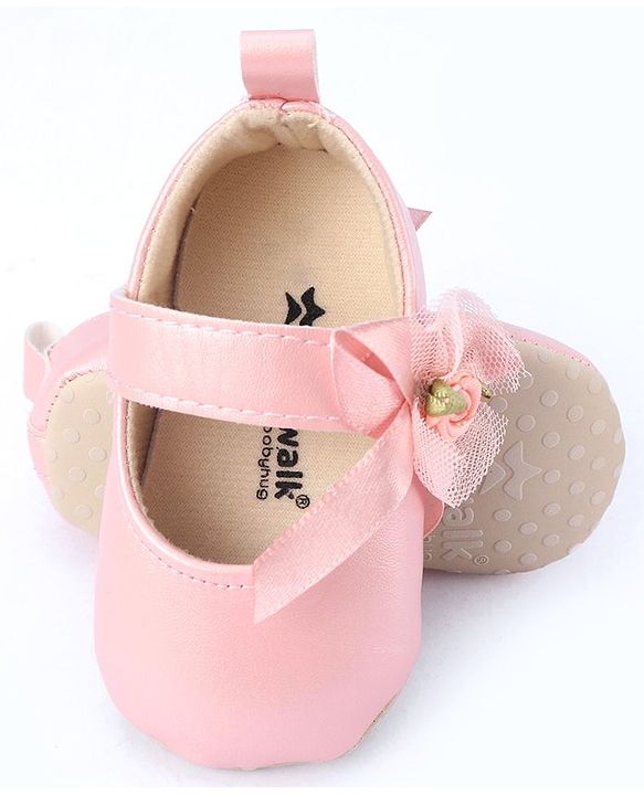 Cute Walk by Babyhug Velcro Closure Floral Applique Booties - Pink
