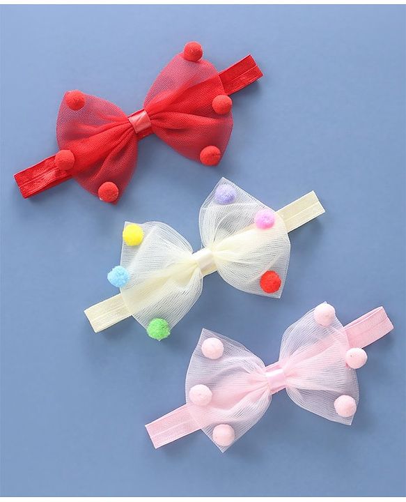 Babyhug Free Size Female Hair Bands Pack of 3 - Multicolor