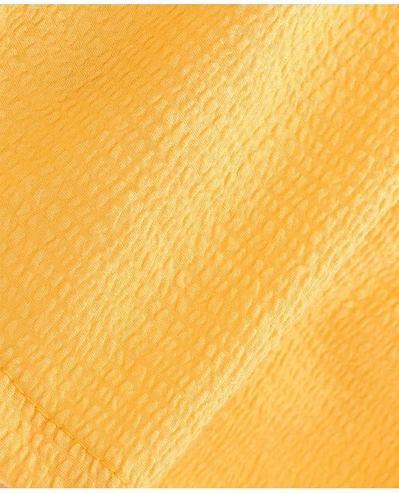 Pine Kids Woven Puffed Sleeves Solid Color Frock - Yellow