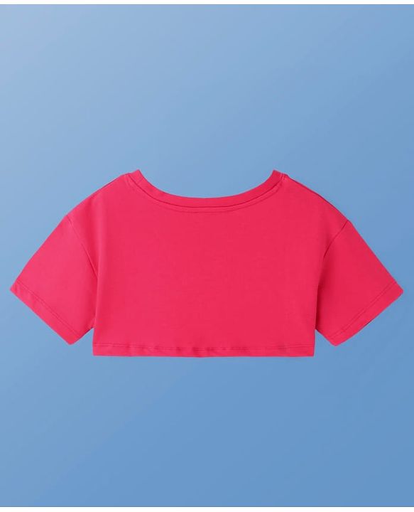 Pine Kids Cotton Knit Floral Printed Frock With Half Sleeves Solid Colour Shrug - Dark Pink