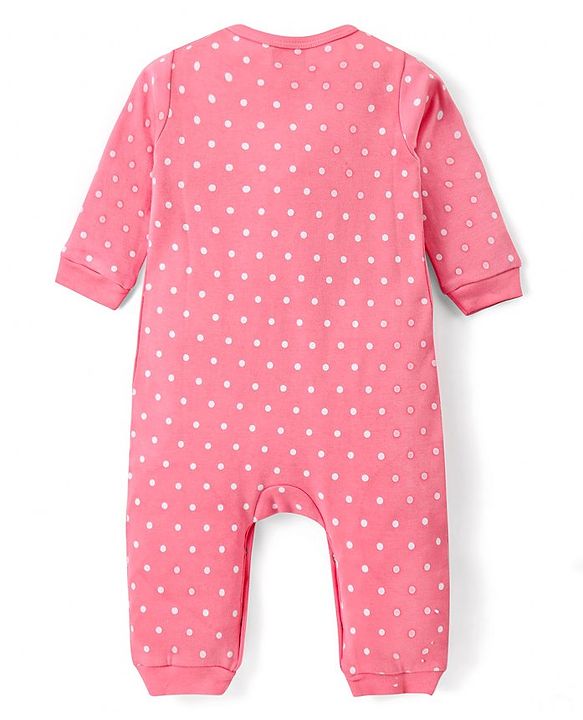 Babyhug 100% Cotton Full Sleeves Rompers Floral & Polka Dots Print Pack of 2 - Pink