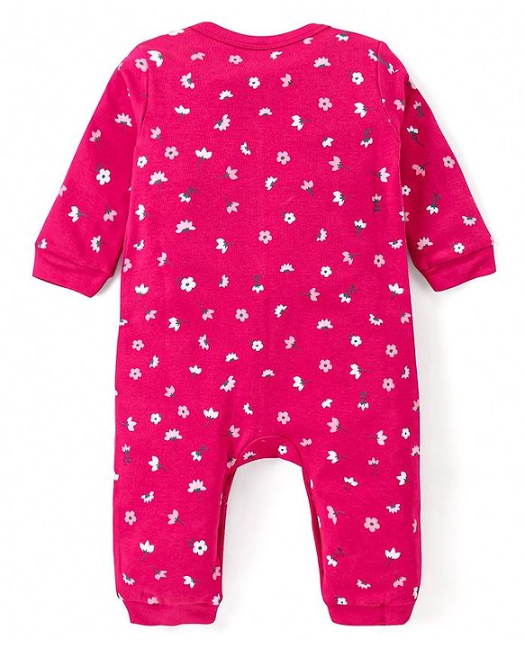 Babyhug 100% Cotton Full Sleeves Rompers Floral & Polka Dots Print Pack of 2 - Pink