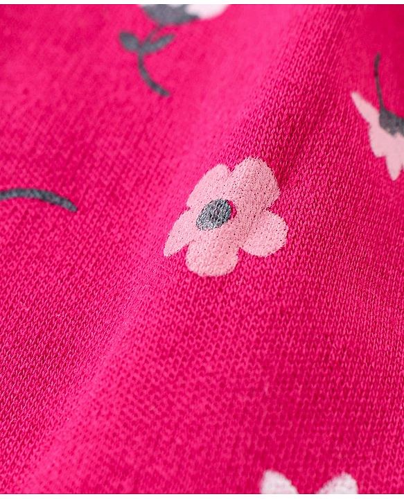 Babyhug 100% Cotton Full Sleeves Rompers Floral & Polka Dots Print Pack of 2 - Pink