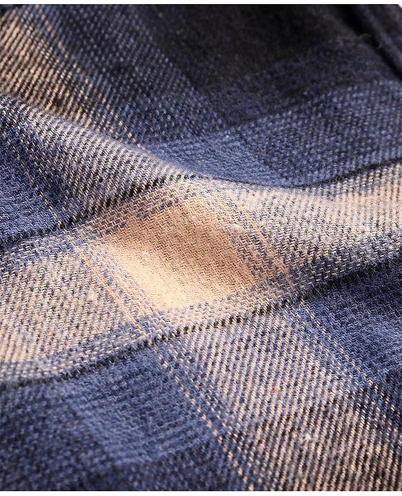 Pine Kids Cotton Woven Full Sleeves Brushed Checkered Hooded Shirt - Navy & Peach