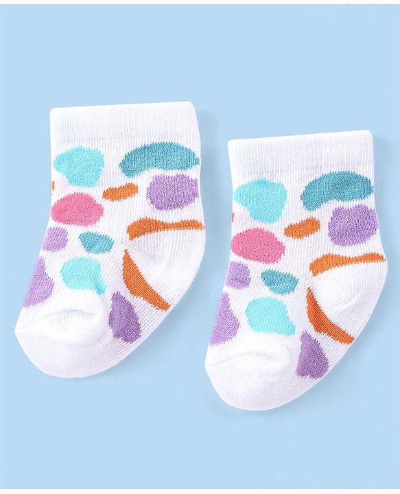 Cute Walk by Babyhug Knit Anti-Bacterial Ankle Length Socks with Heart & Text Design Pack of 3 - Pink Blue & White