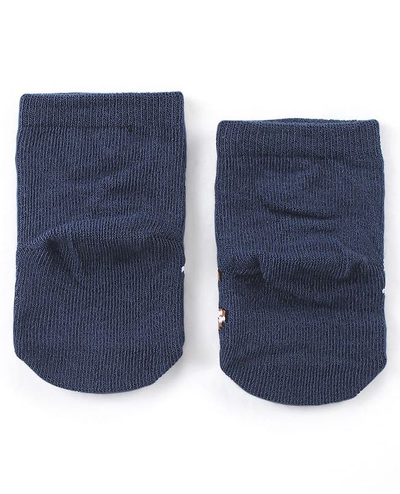 Cute Walk by Babyhug Knit Anti-Bacterial Ankle Length Socks with Raccoon & Bear Design Pack of 3 - Orange Green & Blue