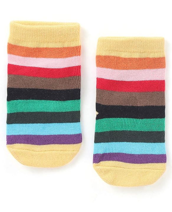 Cute Walk by Babyhug Anti-Bacterial Ankle Length Striped & Star Designed Socks Pack of 3 - Yellow Red & Black