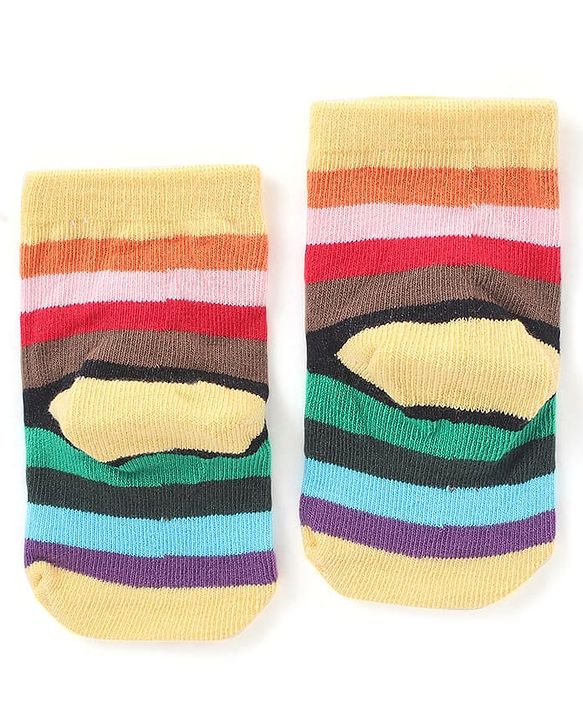 Cute Walk by Babyhug Anti-Bacterial Ankle Length Striped & Star Designed Socks Pack of 3 - Yellow Red & Black