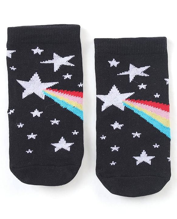 Cute Walk by Babyhug Anti-Bacterial Ankle Length Striped & Star Designed Socks Pack of 3 - Yellow Red & Black