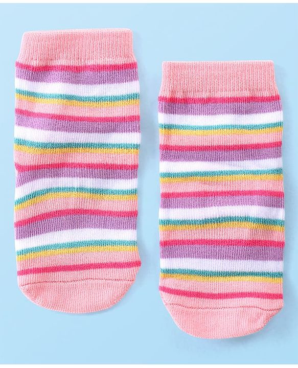 Cute Walk by Babyhug Anti-Bacterial Ankle Length Terry Socks with Heart Design Pack of 3 - Multicolor