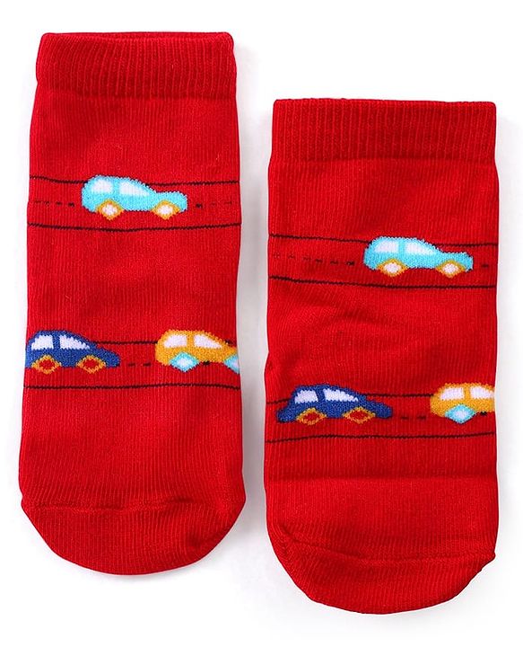 Cute Walk by Babyhug Anti-Bacterial Ankle Length Terry Socks with Car Design Pack of 3 - Multicolor