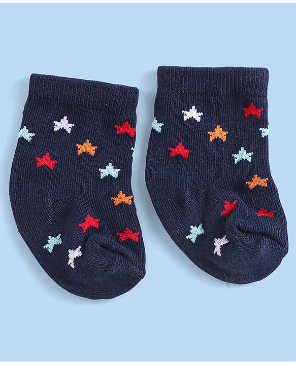 Cute Walk by Babyhug Knit Anti-Bacterial Ankle Length Socks with Striped & Star Design Pack of 3 - Orange White & Blue